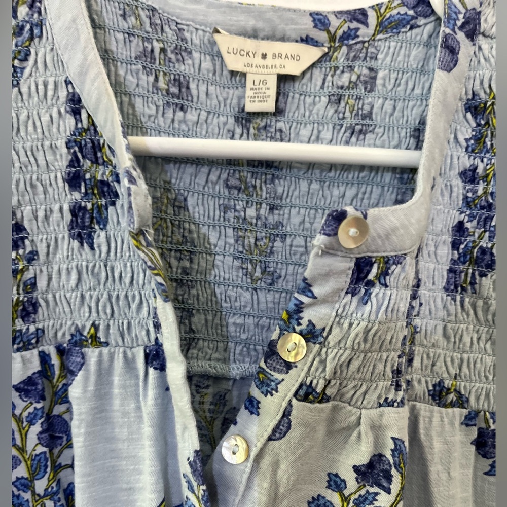 Lucky Brand Floral Blue Women's Top - Picture 4 of 8